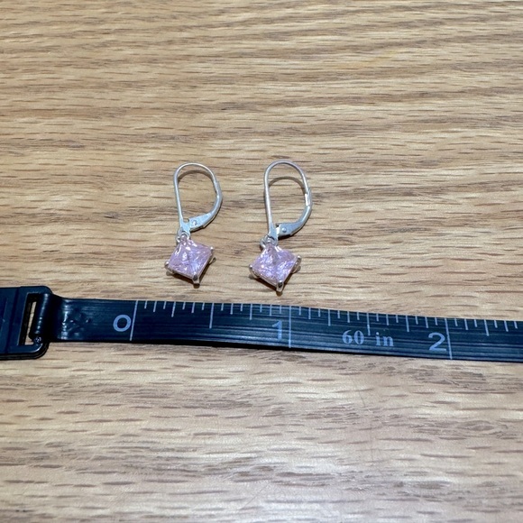 Elegant Pink ice sterling silver Dangle Earrings - Picture 2 of 5